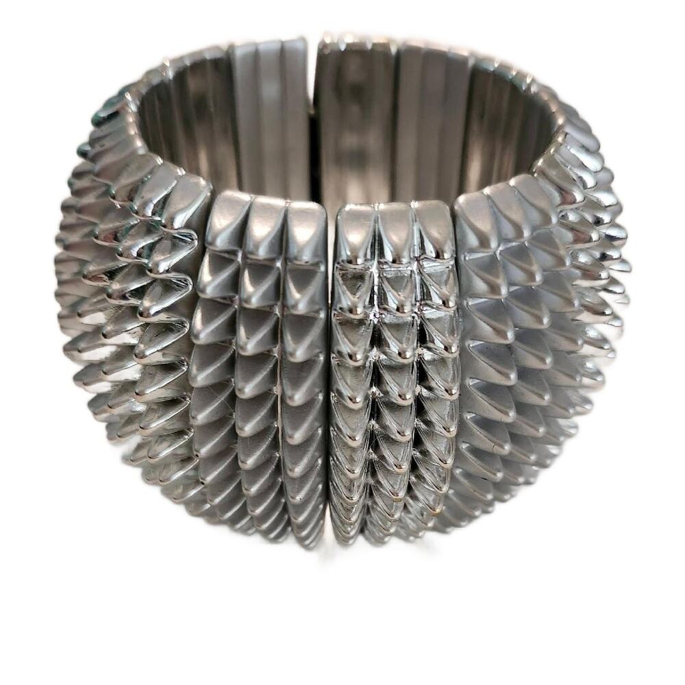 Vintage PVC Silver Studded Spiked Bracelet, Alternative Chunky Bracelet